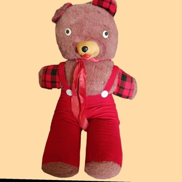 Vtg 2 bears plush w/rubber snout - Picture 4 of 9